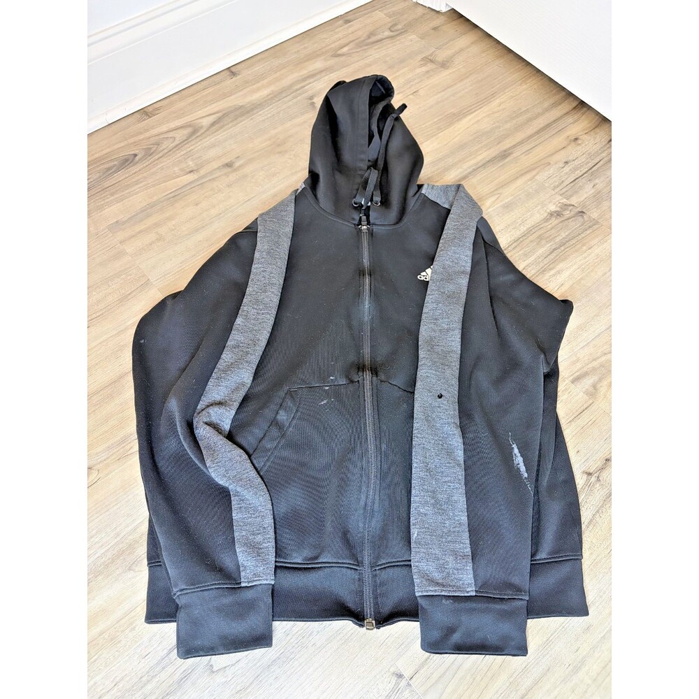 Puma Men's Large L Colorblock Black Gray Long Sleeve Hoodie Stylish